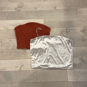 Ardene and Garage Tube tops, one with spaghetti straps.